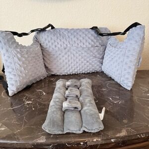 Moyoama Mastectomy Pillow Post Surgery Seatbelt Cushion Set Gray Minky Dot